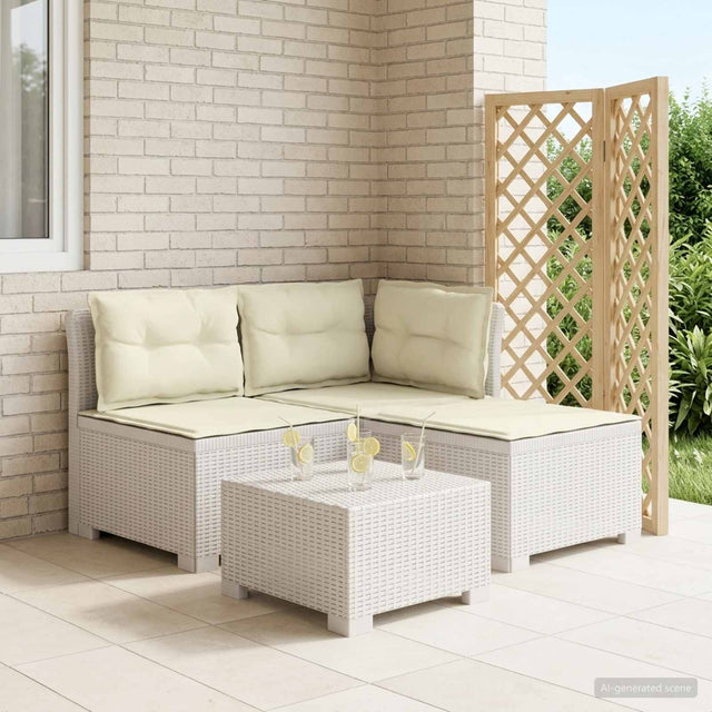 Vidaxl 3-zits tuinbank met kussens in rattanlook 3-zits pp wit