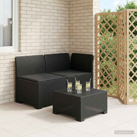 Vidaxl tweedelige tuinbank met kussens rattan look 2-zits pp antraciet