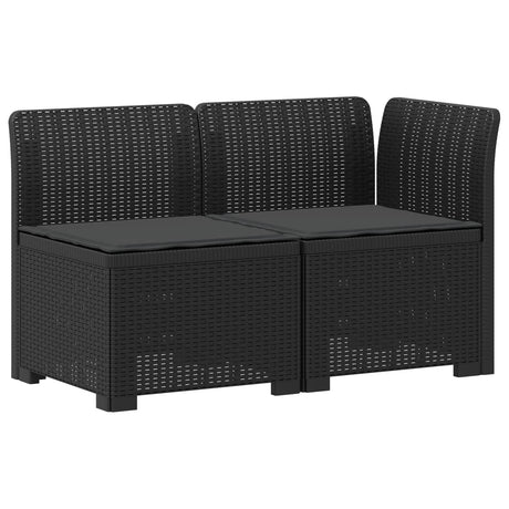 Vidaxl tweedelige tuinbank met kussens rattan look 2-zits pp antraciet