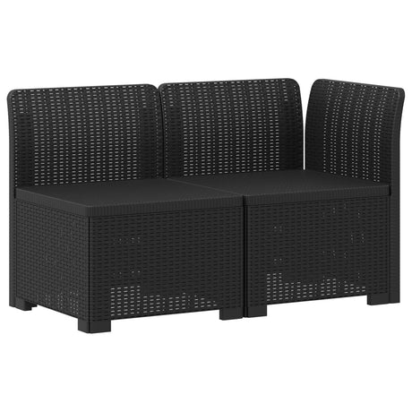 Vidaxl tweedelige tuinbank met kussens rattan look 2-zits pp antraciet