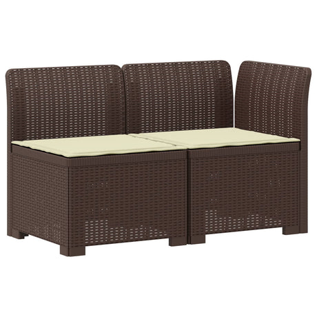 Vidaxl tweedelige tuinbank met kussens rattan look 2-zits pp bruin