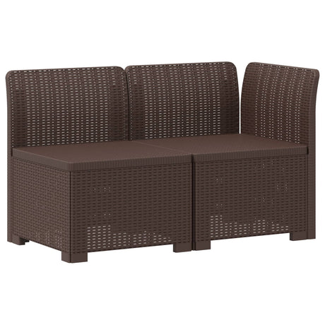 Vidaxl tweedelige tuinbank met kussens rattan look 2-zits pp bruin