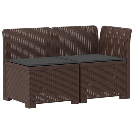 Vidaxl tweedelige tuinbank met kussens rattan look 2-zits pp bruin