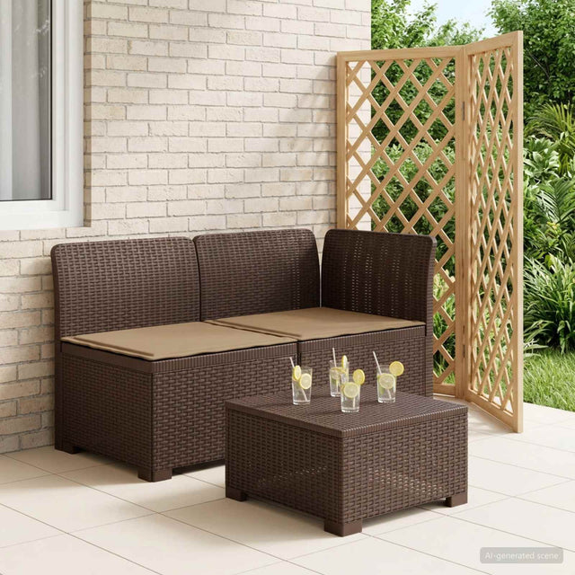 Vidaxl tweedelige tuinbank met kussens rattan look 2-zits pp bruin