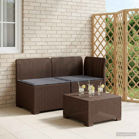 Vidaxl tweedelige tuinbank met kussens rattan look 2-zits pp bruin