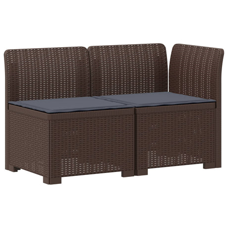 Vidaxl tweedelige tuinbank met kussens rattan look 2-zits pp bruin