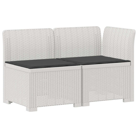 Vidaxl tweedelige tuinbank met kussens rattan look 2-zits pp wit