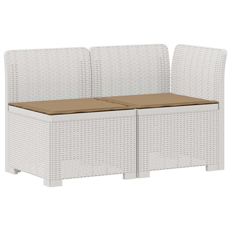 Vidaxl tweedelige tuinbank met kussens rattan look 2-zits pp wit