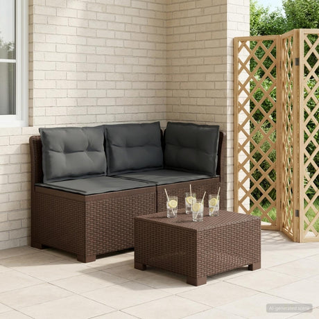 Vidaxl tweedelige tuinbank met kussens rattan look 2-zits pp bruin
