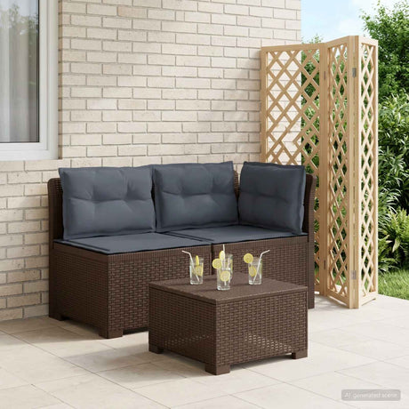 Vidaxl tweedelige tuinbank met kussens rattan look 2-zits pp bruin