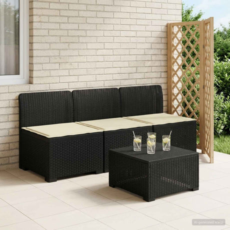 Vidaxl 3-zits tuinbank met kussens in rattanlook 3-zits pp antraciet