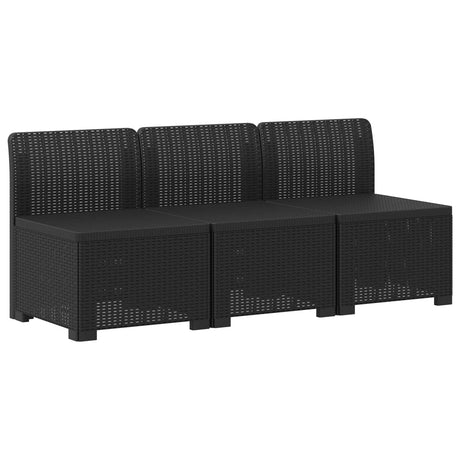 Vidaxl 3-zits tuinbank met kussens in rattanlook 3-zits pp antraciet