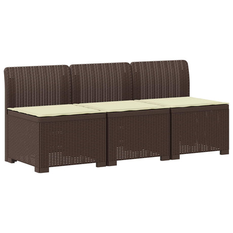 Vidaxl 3-zits tuinbank met kussens in rattanlook 3-zits pp bruin