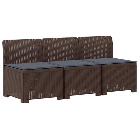 Vidaxl 3-zits tuinbank met kussens in rattanlook 3-zits pp bruin