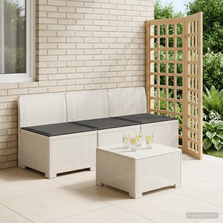 Vidaxl 3-zits tuinbank met kussens in rattanlook 3-zits pp wit