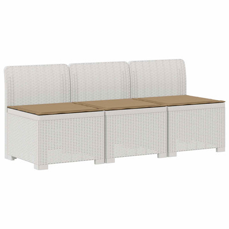 Vidaxl 3-zits tuinbank met kussens in rattanlook 3-zits pp wit