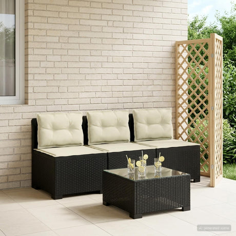 Vidaxl 3-zits tuinbank met kussens in rattanlook 3-zits pp antraciet