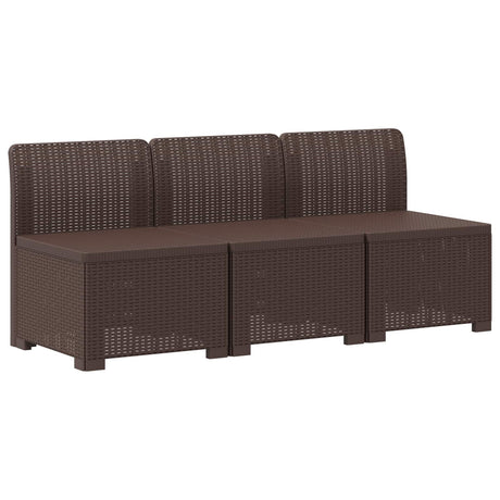 Vidaxl 3-zits tuinbank met kussens in rattanlook 3-zits pp bruin