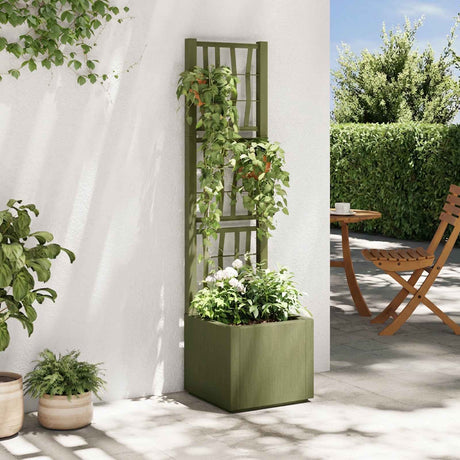 Vidaxl tuinbloembak met klimrek groen 36 x 36 x 140 cm pp