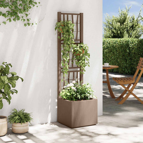 Vidaxl tuinbloembak met klimrek bruin 36 x 36 x 140 cm pp