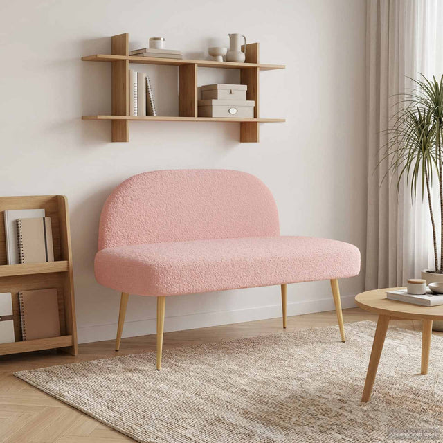 Vidaxl beklede bank met rugleuning roze 110 x 60 x 76 cm bouclé