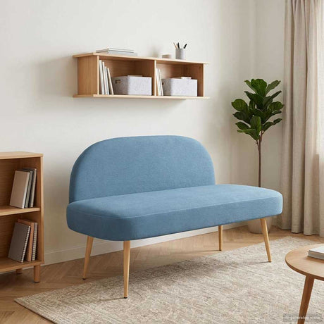 Vidaxl beklede bank met rugleuning blauw 110 x 60 x 76 cm katoen stof