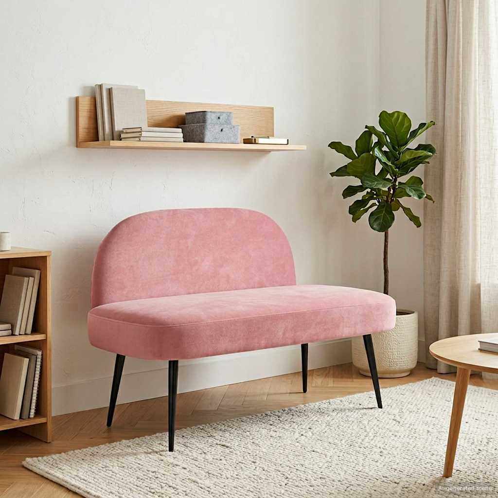 Vidaxl beklede bank met rugleuning roze 110 x 60 x 76 cm fluweel