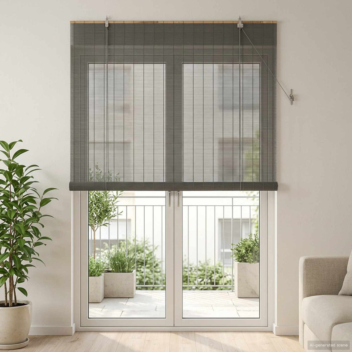 Vidaxl rolgordijn grijs 130 x 220 cm bamboe