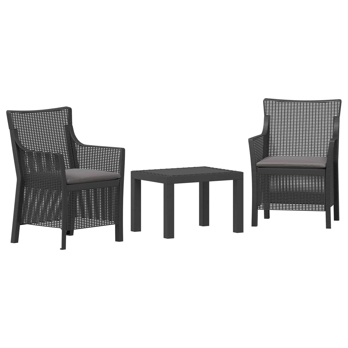 Vidaxl loungeset 3 st antracietkleurig pp