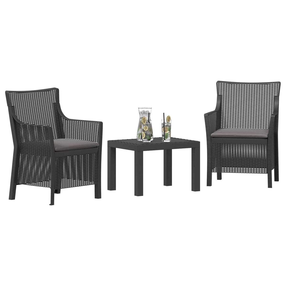 Vidaxl loungeset 3 st antracietkleurig pp