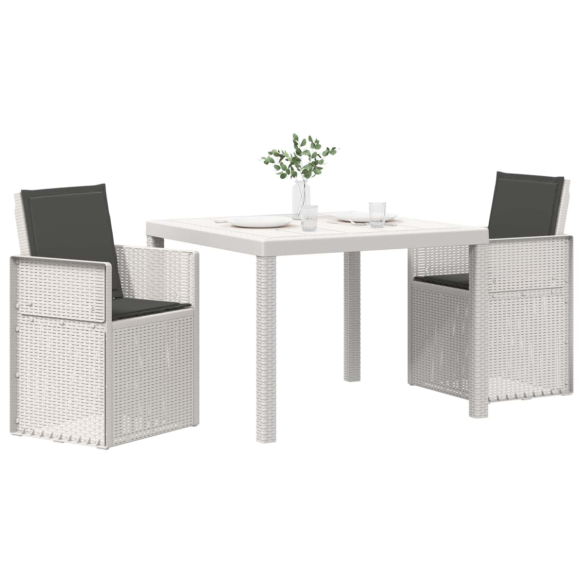 Vidaxl tuin eettafelset 3 st wit en antracietkleurig pp