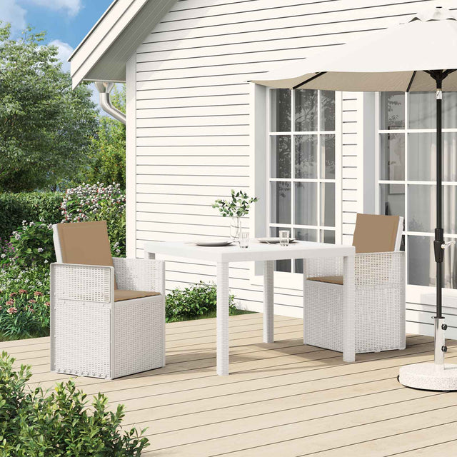 Vidaxl tuin eettafelset 3 st wit en taupe pp