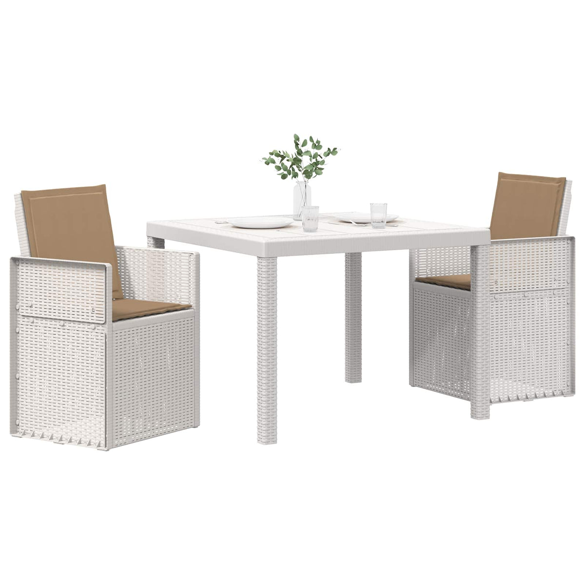 Vidaxl tuin eettafelset 3 st wit en taupe pp