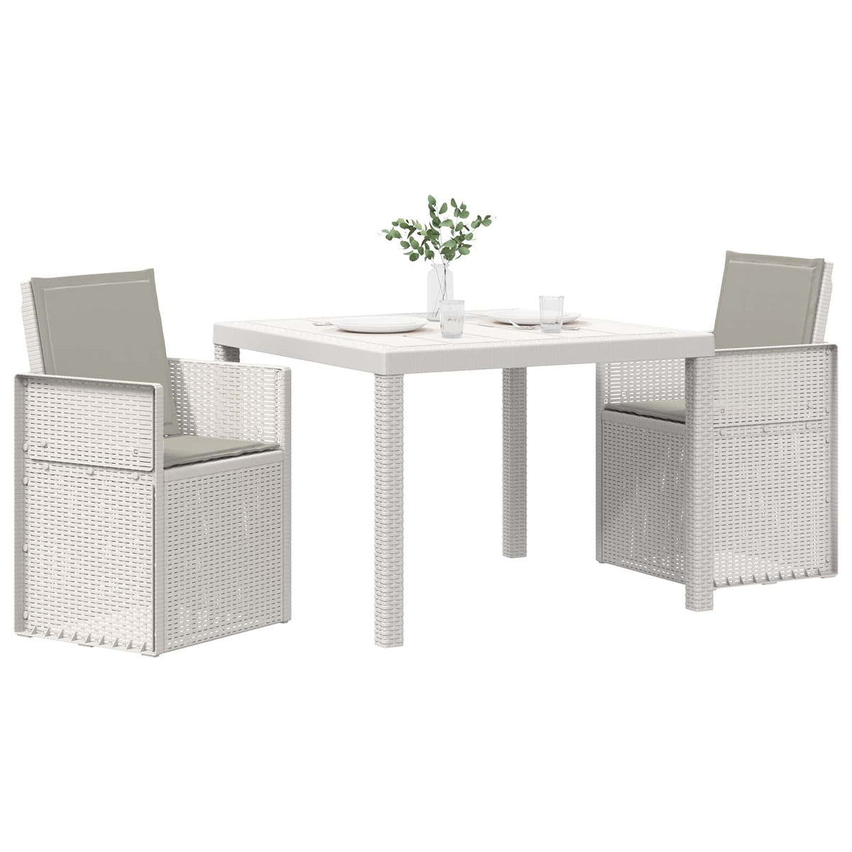 Vidaxl tuin eettafelset 3 st wit en lichtgrijs pp