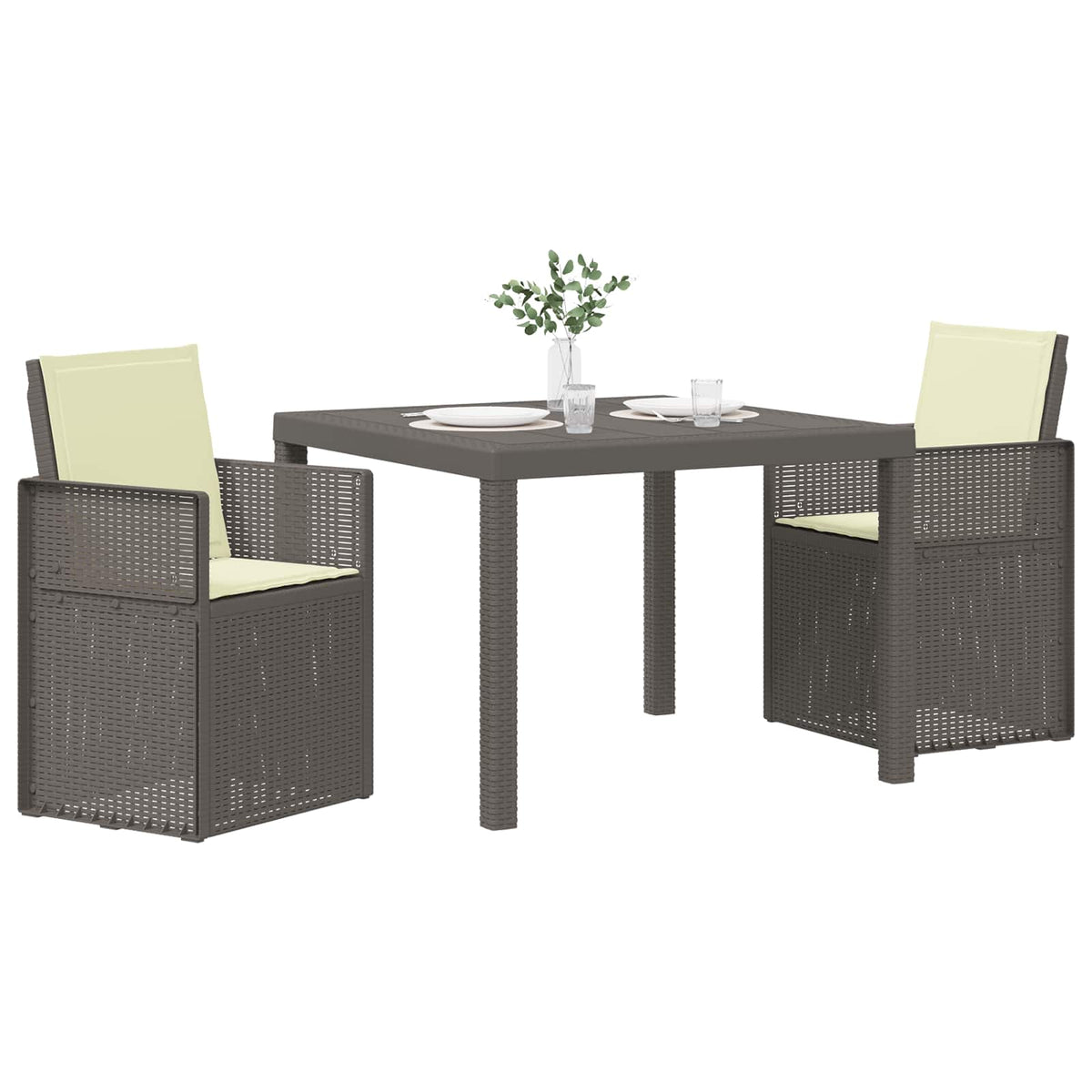Vidaxl tuin eettafelset 3 st lichtgrijs en crème pp