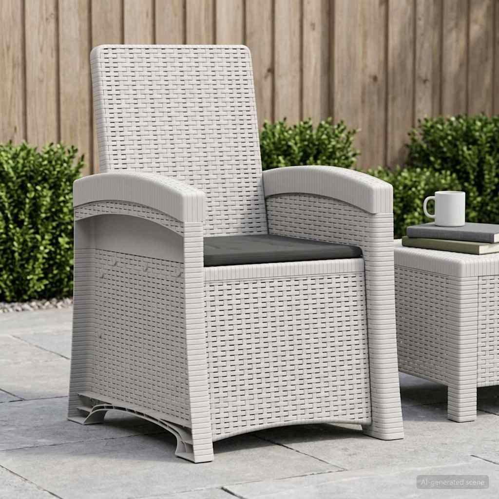 Vidaxl ligstoel in rietenlook wit en antracietkleurig pp