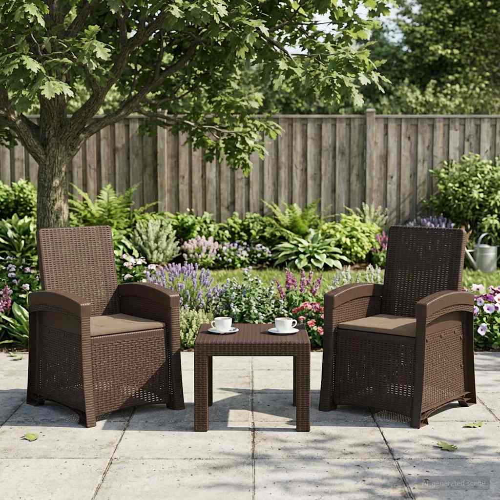 Vidaxl ligstoel in rietenlook 2 st bruin en taupe pp