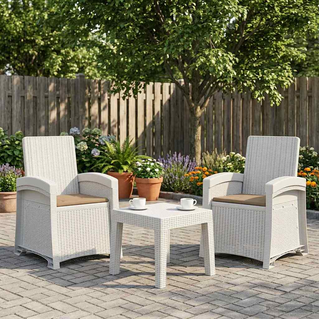 Vidaxl ligstoel in rietenlook 2 st wit en taupe pp