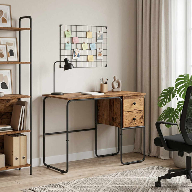 Vidaxl bureau met opbergruimte oud hout 100 x 50 x 75 cm
