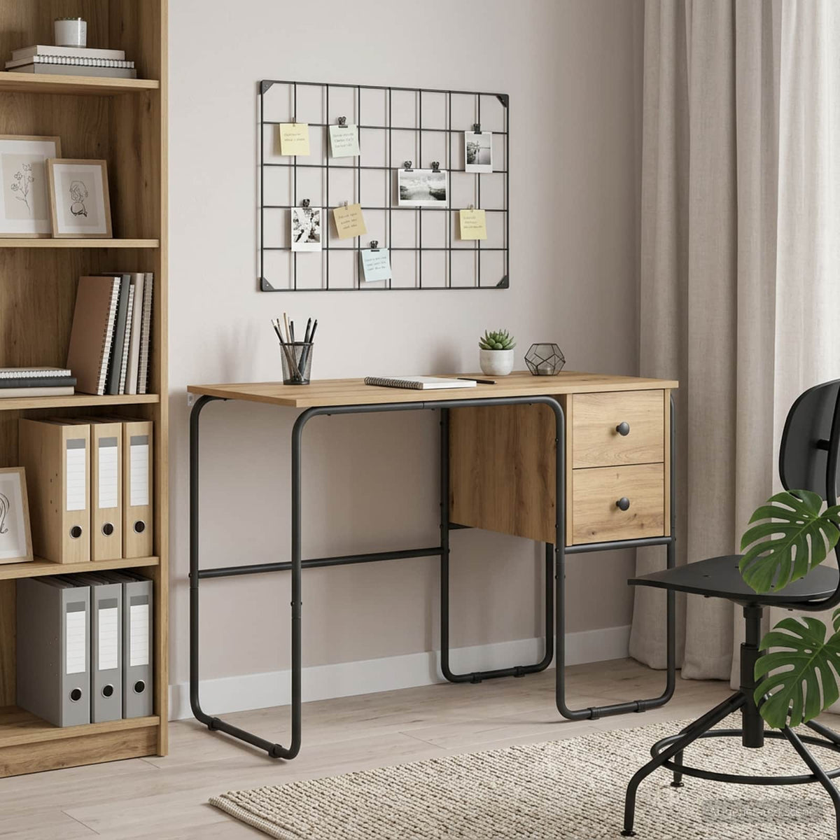 Vidaxl bureau met opbergruimte artisanaal eiken 100 x 50 x 75 cm