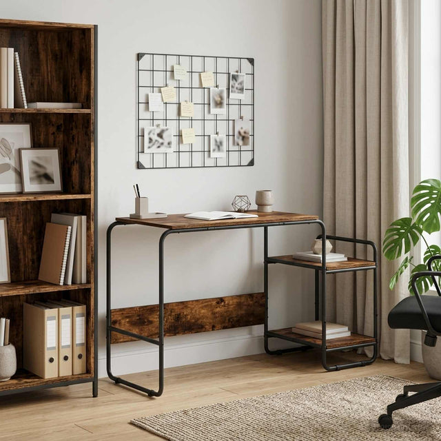 Vidaxl bureau met opbergruimte gerookt eiken 131.5 x 50 x 75.5 cm