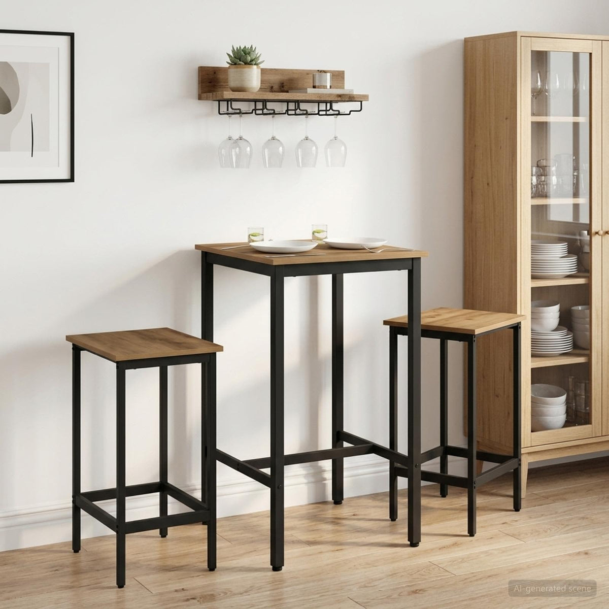 Vidaxl barkruk 2 st artisanaal eiken 40 x 32 x 64 cm bewerkt hout