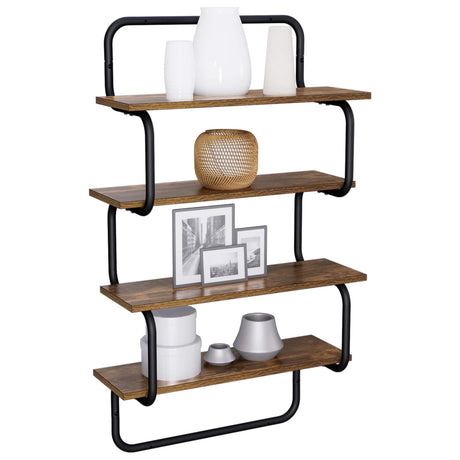 Vidaxl 4-laags wandplank gerookt eiken 80 x 24,5 x 104 cm bewerkt hout