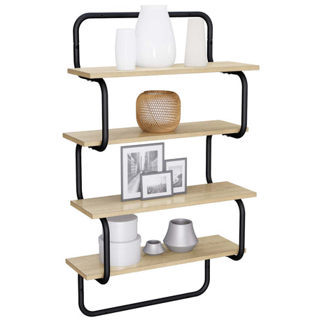 Vidaxl 4-laags wandplank sonoma eiken 40 x 24,5 x 104 cm bewerkt hout