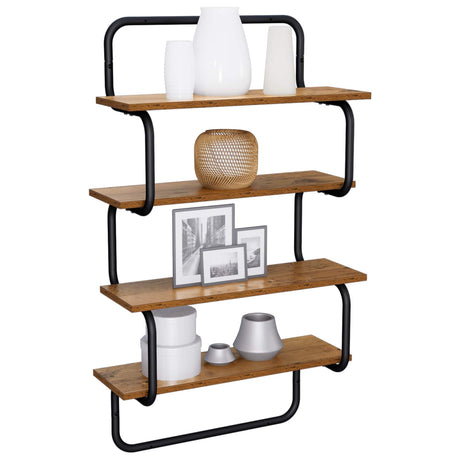 Vidaxl 4-laags wandplank oud hout 40 x 24,5 x 104 cm bewerkt hout