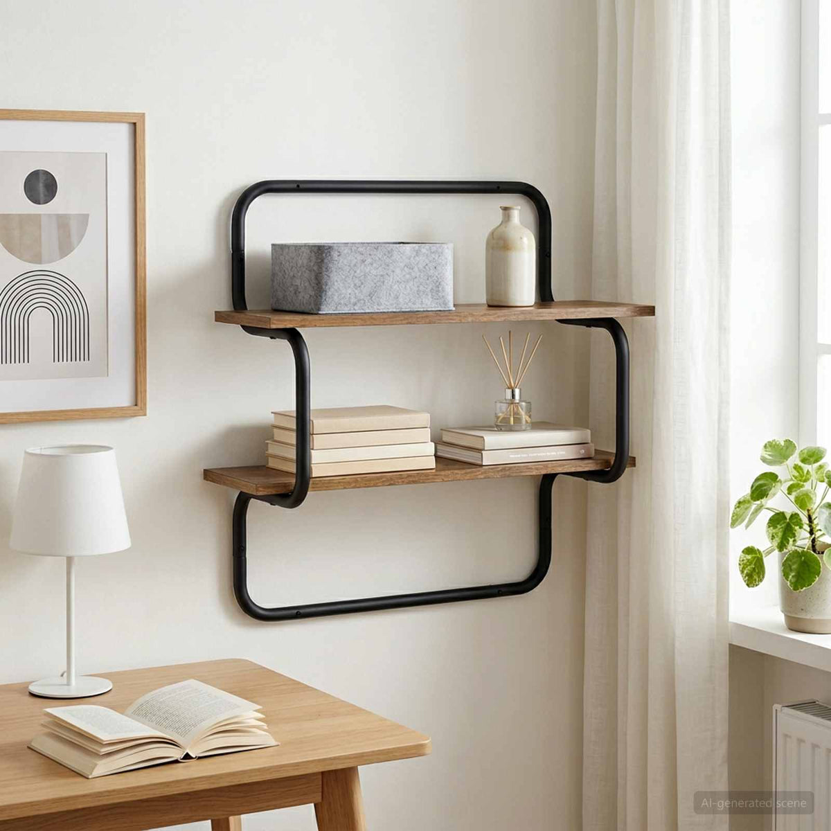 Vidaxl wandschap met 2 niveaus gerookt eiken 60 x 24,5 x 61 cm