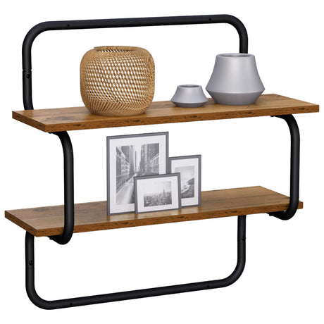 Vidaxl wandplank met 2 niveaus oud hout 40 x 24,5 x 61 cm bewerkt hout