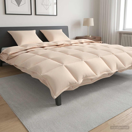 Vidaxl dekbed 200 x 200 cm alle seizoenen kapokvezel beige