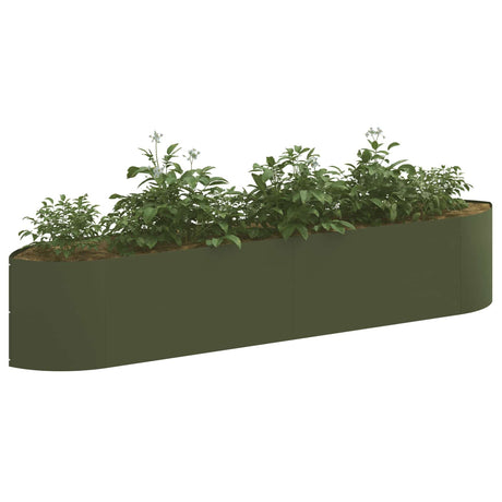Vidaxl verhoogd tuinbed olijfgroen 220 x 40 x 40 cm staal