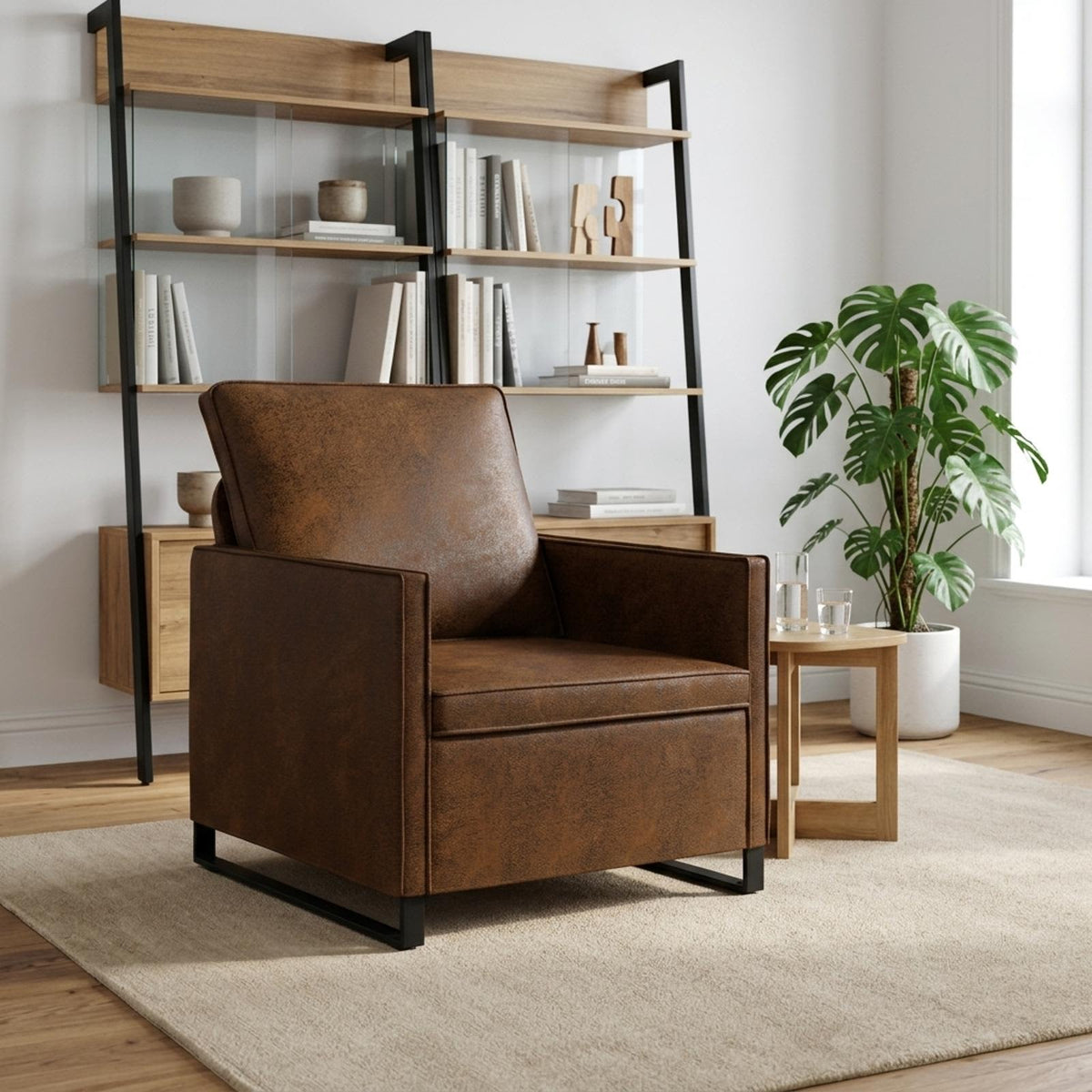 Vidaxl fauteuil bruin 70 x 81 x 82 cm faux suède stof